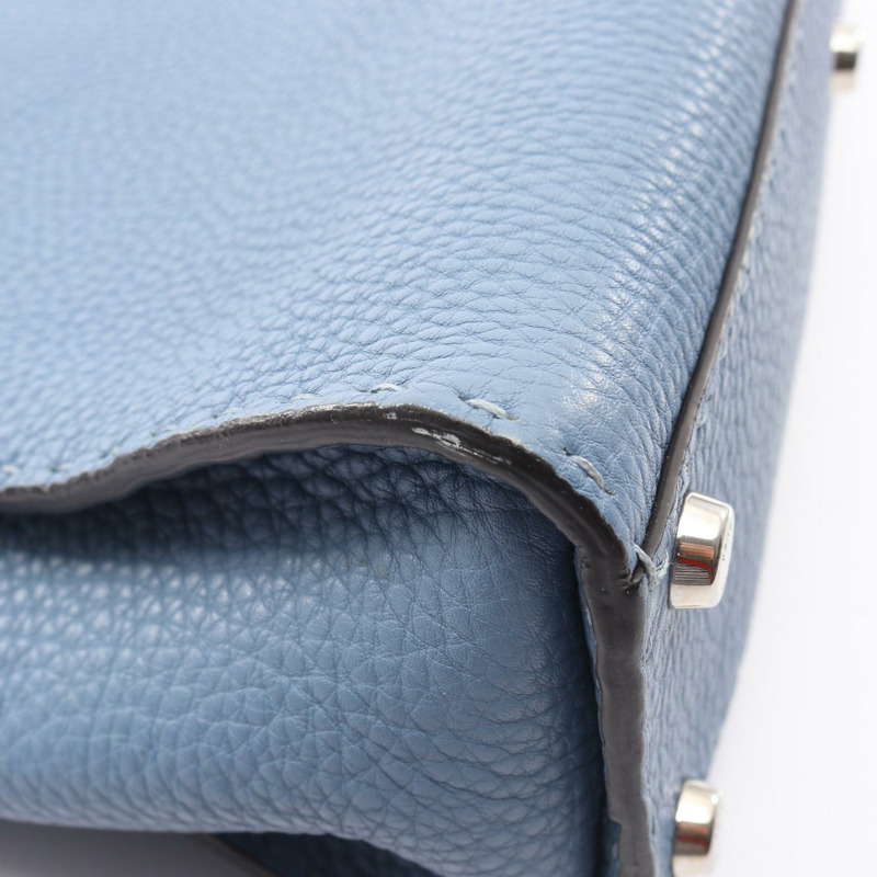 FENDI Peekaboo Regular Selleria 單肩斜背包，藍色二手皮革款-4