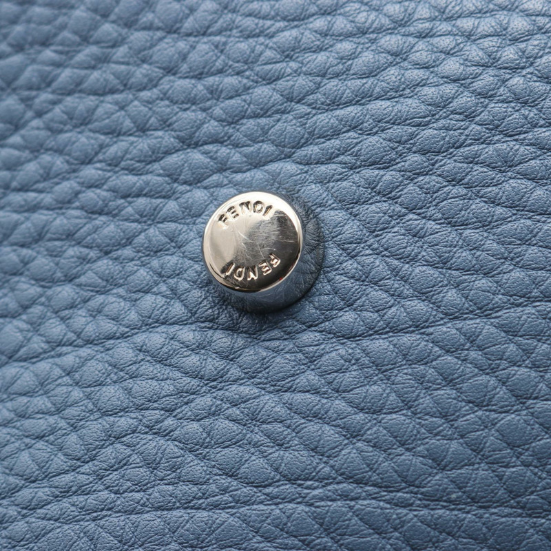 FENDI Peekaboo Regular Selleria 單肩斜背包，藍色二手皮革款-5