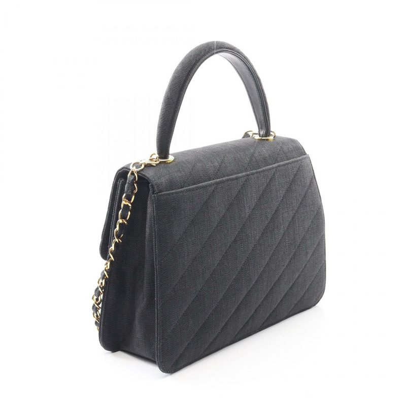 香奈兒鏈條斜背單肩手提包，帆布尼龍材質，灰色，二手，女士，金色五金-1