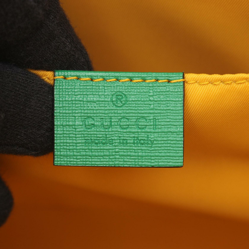 GUCCI 兒童 GG Supreme 手提包 605662 帆布皮革 米色 綠色 二手-3