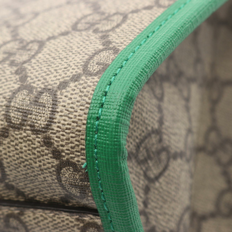 GUCCI 兒童 GG Supreme 手提包 605662 帆布皮革 米色 綠色 二手-5