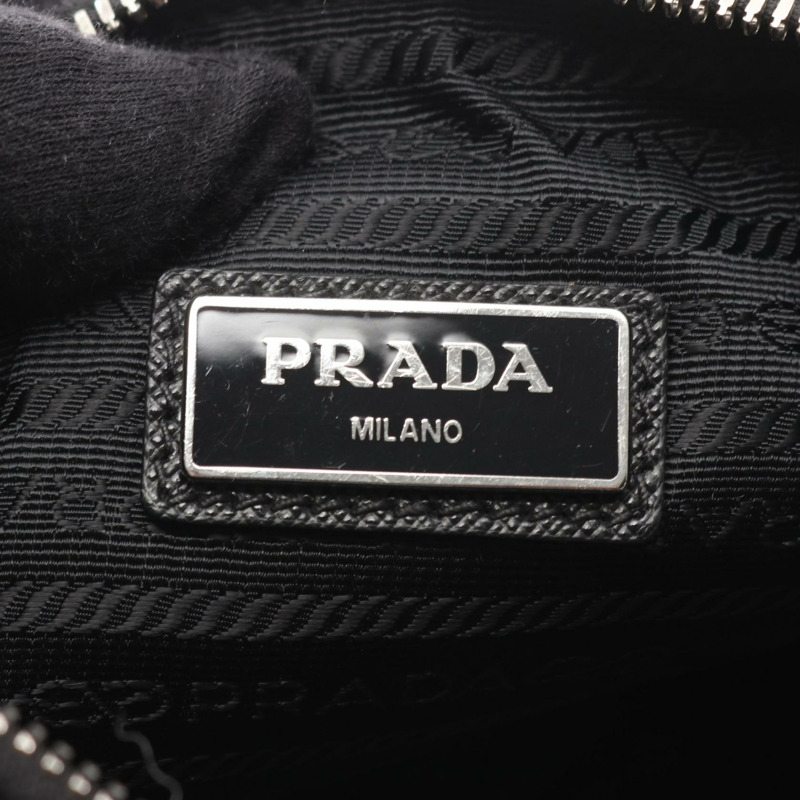 PRADA 肩挎斜背包 2VH113 尼龍 Saffiano 皮革 黑色 二手 男女通用-3