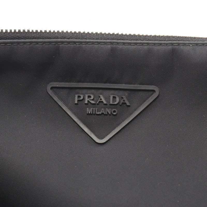 PRADA 肩挎斜背包 2VH113 尼龍 Saffiano 皮革 黑色 二手 男女通用-10