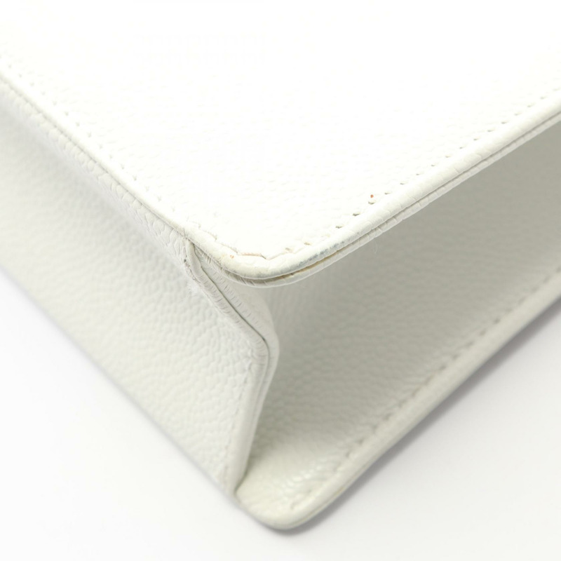 香奈兒 COCO 標誌單背包，粒面小牛皮，白色，金色五金，二手，女士 CC-7