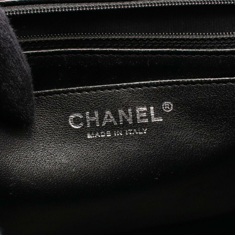 香奈兒 Deca Matelasse 30 單蓋鏈條肩背包，黑色皮革，銀色金屬扣-3