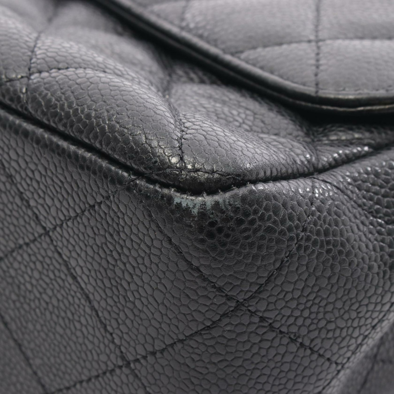 香奈兒 Deca Matelasse 30 單蓋鏈條肩背包，黑色皮革，銀色金屬扣-5