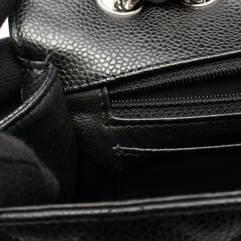 香奈兒 Deca Matelasse 30 單蓋鏈條肩背包，黑色皮革，銀色金屬扣-8