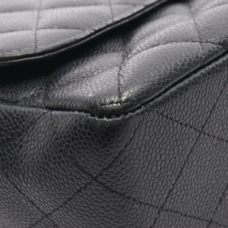 香奈兒 Deca Matelasse 30 單蓋鏈條肩背包，黑色皮革，銀色金屬扣-9