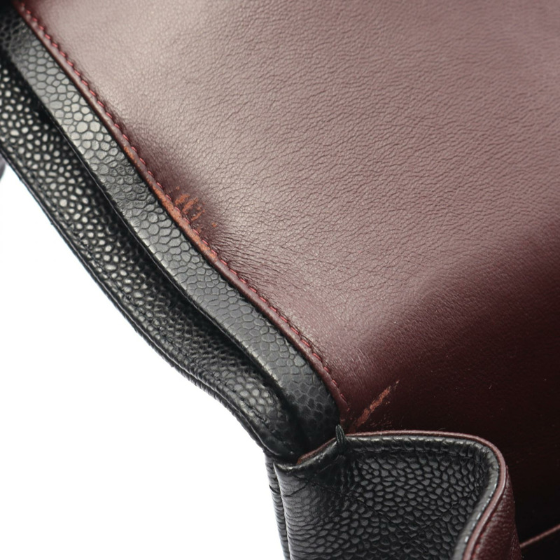 香奈兒 (CHANEL) 大型絎縫 34W 翻蓋鏈條肩背包，黑色皮革，金色五金，二手-5