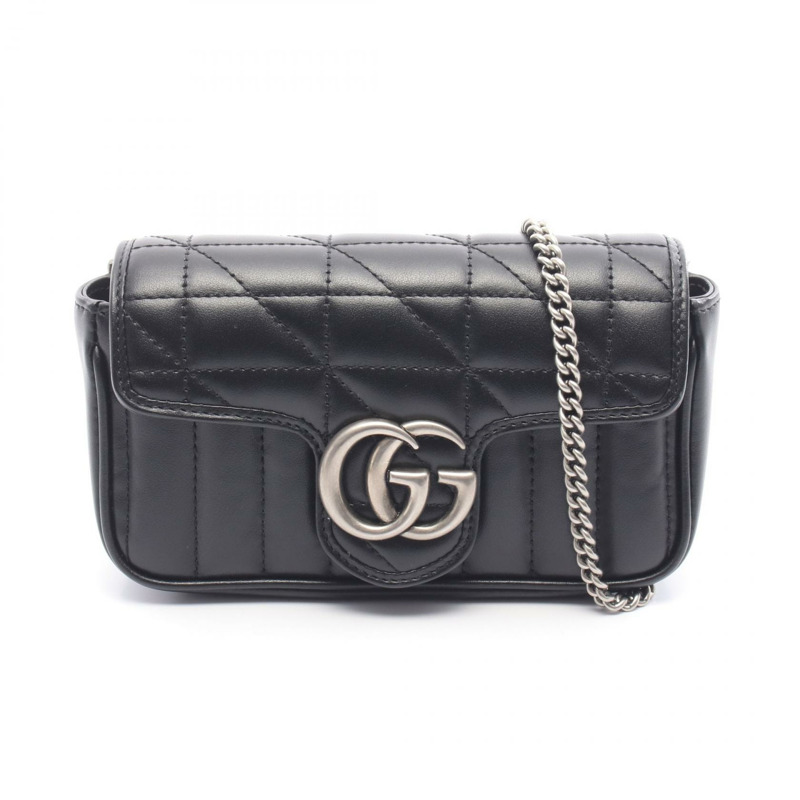 GUCCI GG Marmont 超迷你鏈條單肩斜背包 476433 皮革 二手-0