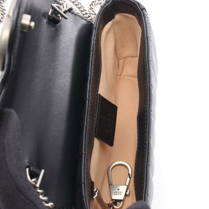 GUCCI GG Marmont 超迷你鏈條單肩斜背包 476433 皮革 二手-2