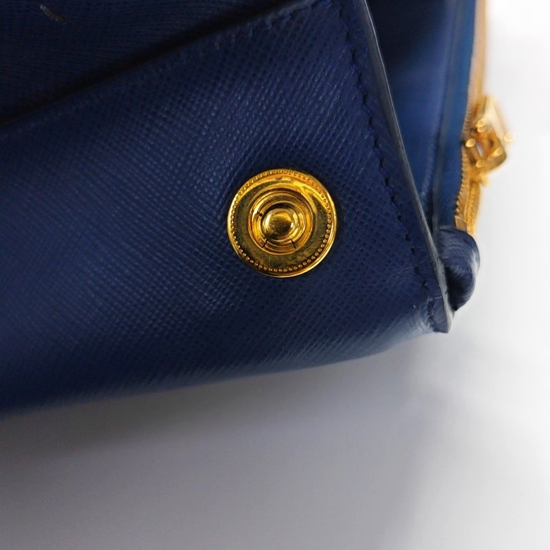 PRADA Galleria大號深藍色牛皮徽標十字紋殺手包單肩包手提包斜挎包金色五金可拆卸肩帶-11