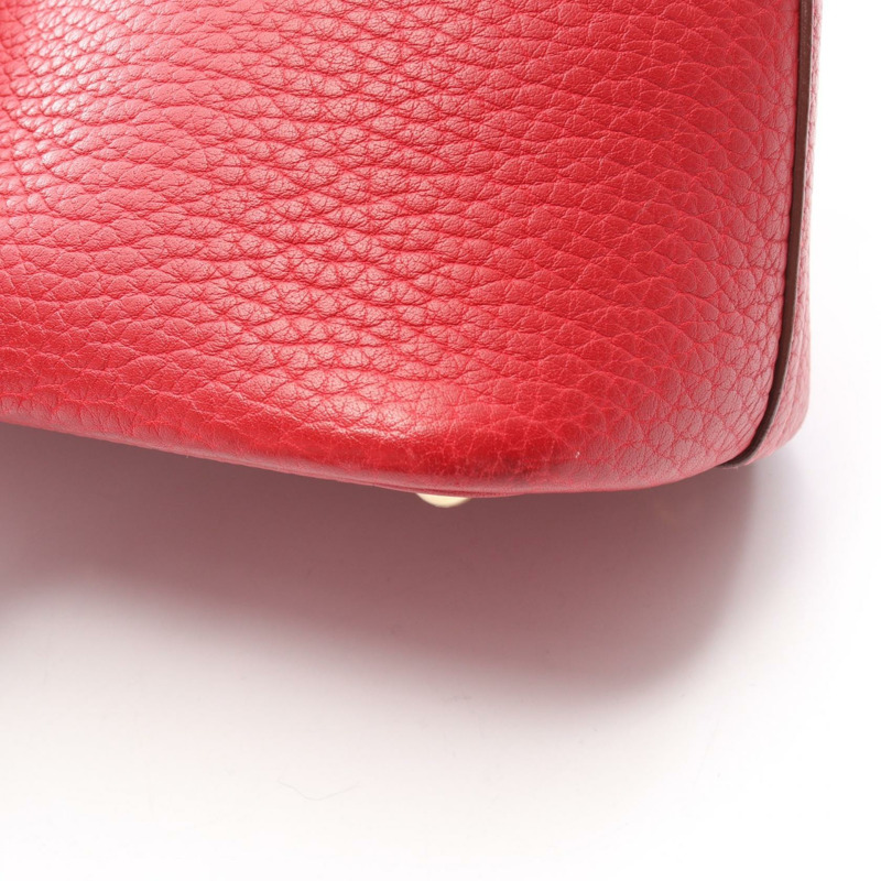 愛馬仕 Bolide 37 肩背包，G Fjord 皮革，胭脂紅，二手，金色五金-6
