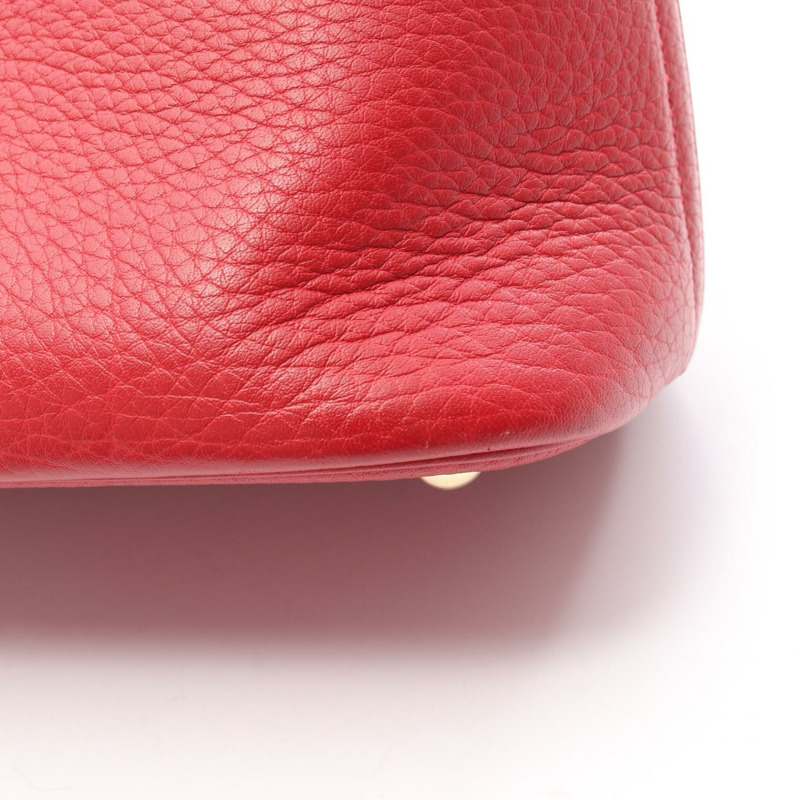 愛馬仕 Bolide 37 肩背包，G Fjord 皮革，胭脂紅，二手，金色五金-8