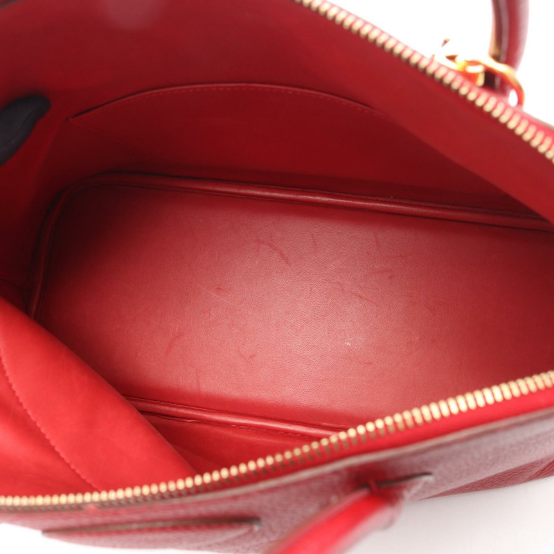 愛馬仕 Bolide 37 肩背包，G Fjord 皮革，胭脂紅，二手，金色五金-14