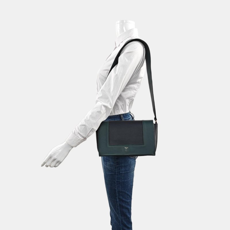 CELINE FRAME中號拼色牛皮單肩包手提包金色五金-1