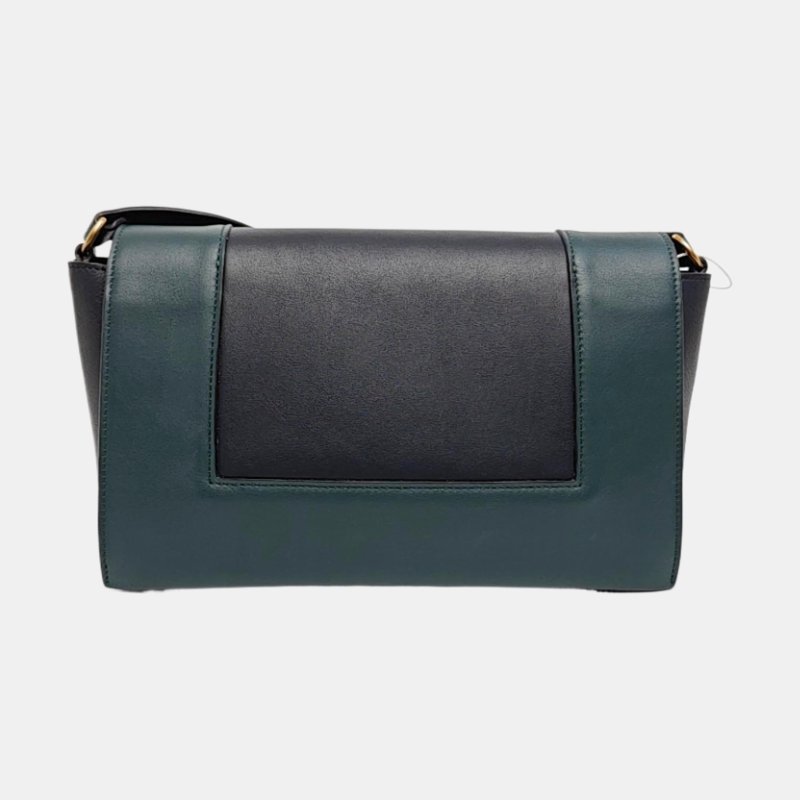 CELINE FRAME中號拼色牛皮單肩包手提包金色五金-4