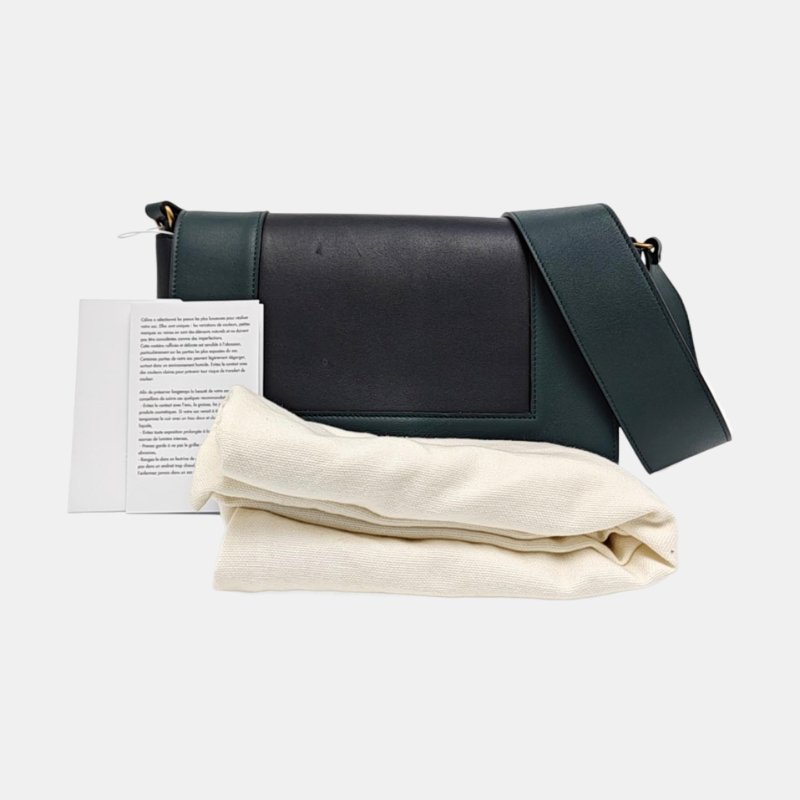 CELINE FRAME中號拼色牛皮單肩包手提包金色五金-7