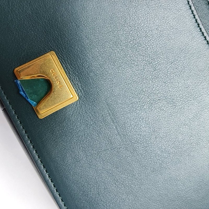 CELINE FRAME中號拼色牛皮單肩包手提包金色五金-9