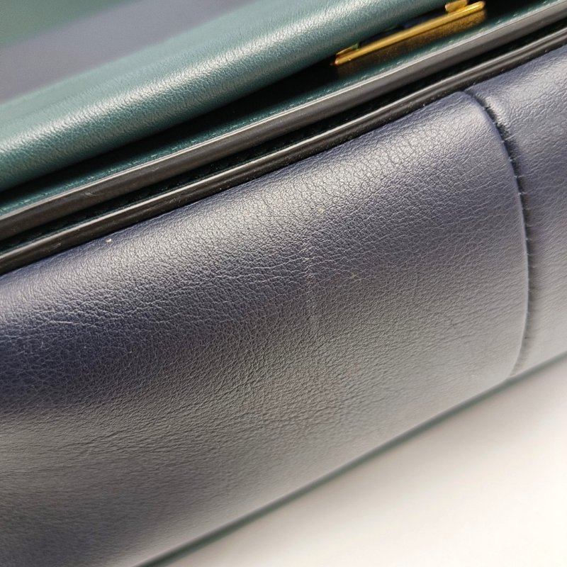 CELINE FRAME中號拼色牛皮單肩包手提包金色五金-11