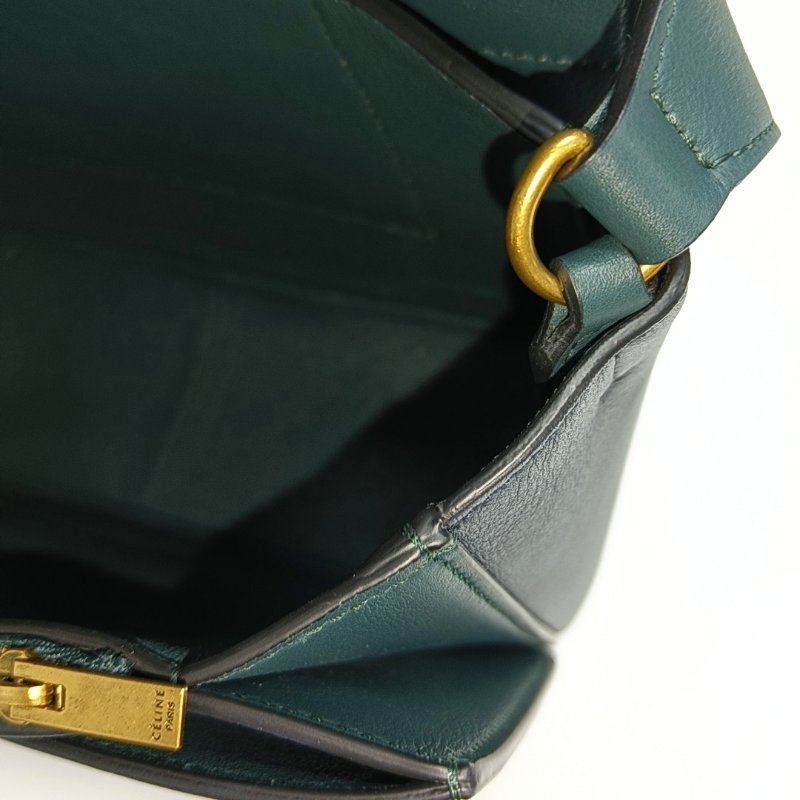 CELINE FRAME中號拼色牛皮單肩包手提包金色五金-13