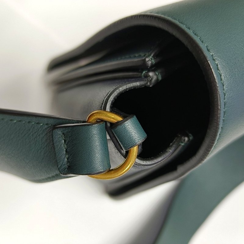 CELINE FRAME中號拼色牛皮單肩包手提包金色五金-14