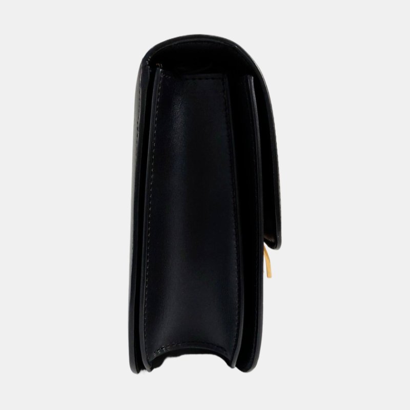 CELINE CLASSIC BOX中號黑色牛皮豆腐包單肩包斜挎包金色五金可拆卸肩帶-3