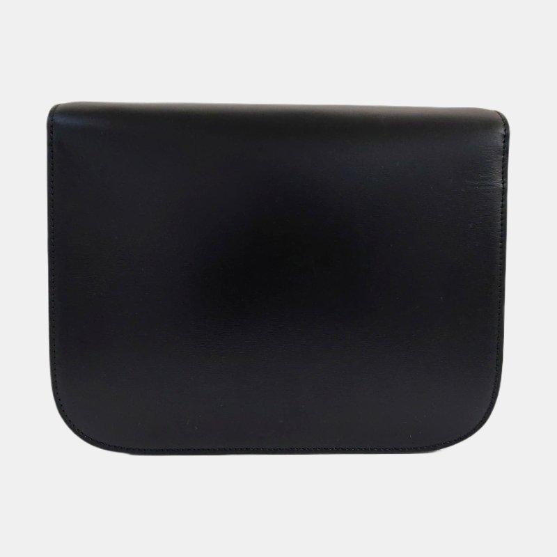 CELINE CLASSIC BOX中號黑色牛皮豆腐包單肩包斜挎包金色五金可拆卸肩帶-4