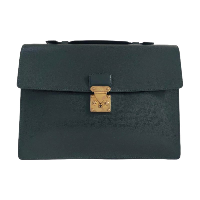 LOUIS VUITTON KOURAD綠色牛皮手提包金色五金中古款-0