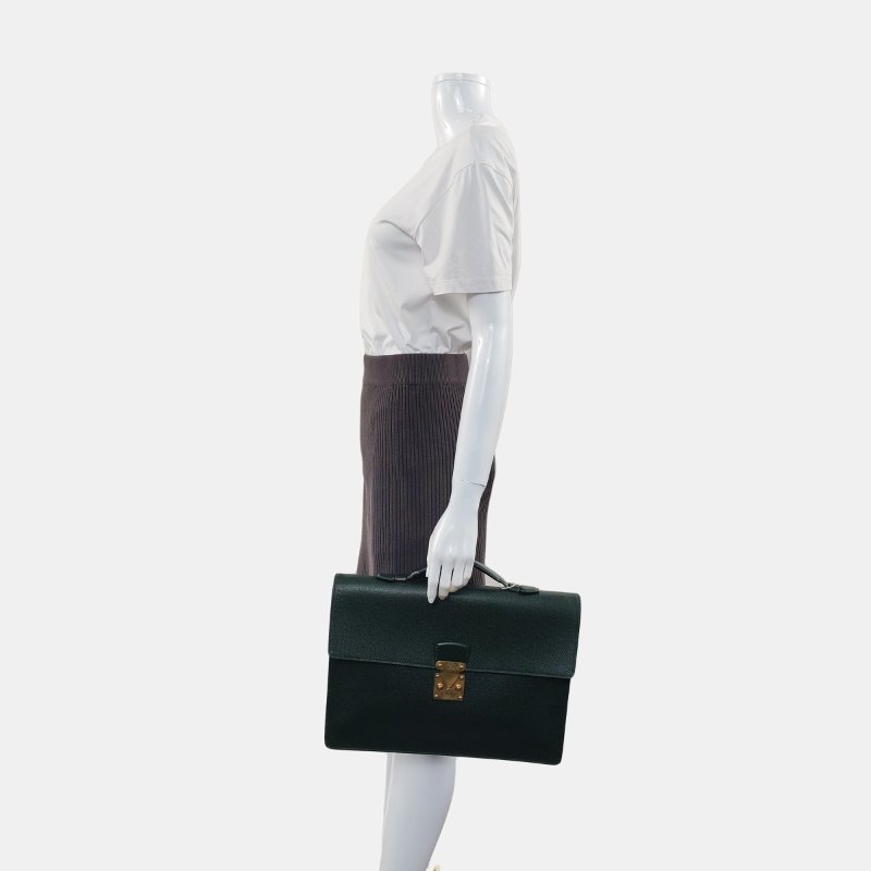 LOUIS VUITTON KOURAD綠色牛皮手提包金色五金中古款-1