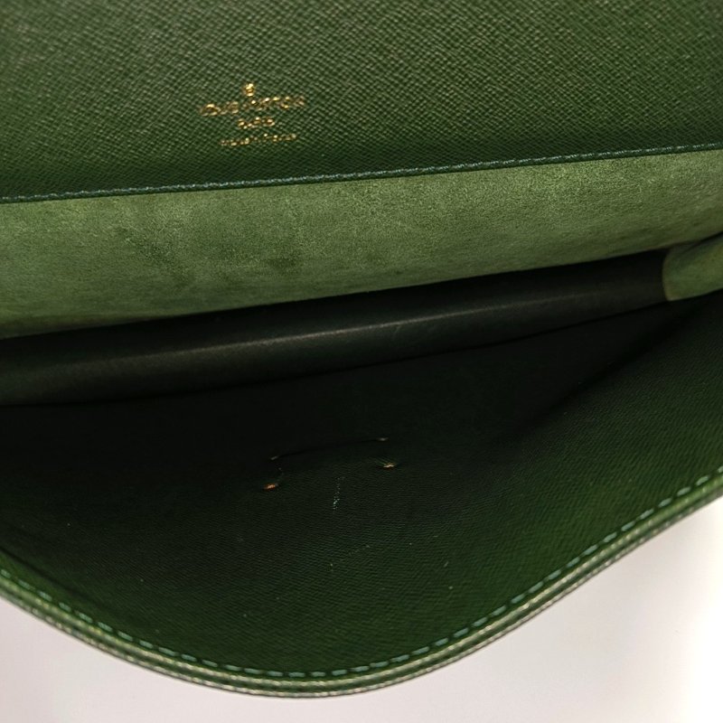 LOUIS VUITTON KOURAD綠色牛皮手提包金色五金中古款-6