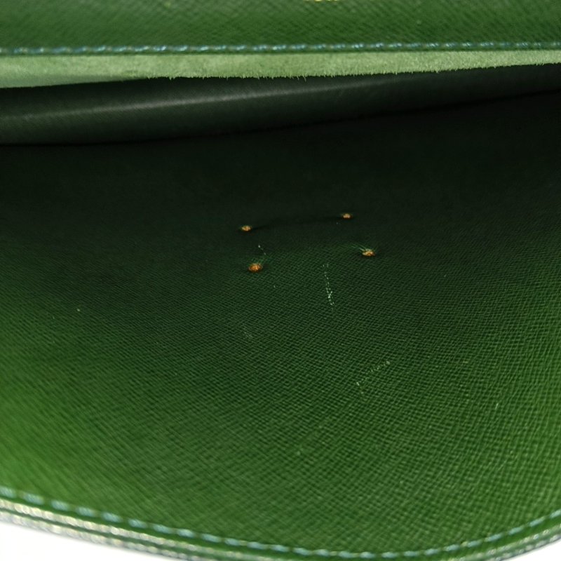 LOUIS VUITTON KOURAD綠色牛皮手提包金色五金中古款-10