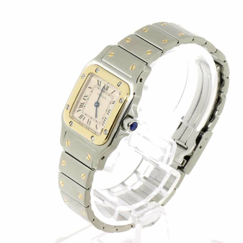 卡地亞 Santos Galbee SM W20012C4 雙色女錶，象牙色錶殼搭配 18K 黃金，石英機芯-2