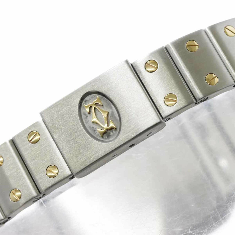 卡地亞 Santos Galbee SM W20012C4 雙色女錶，象牙色錶殼搭配 18K 黃金，石英機芯-6