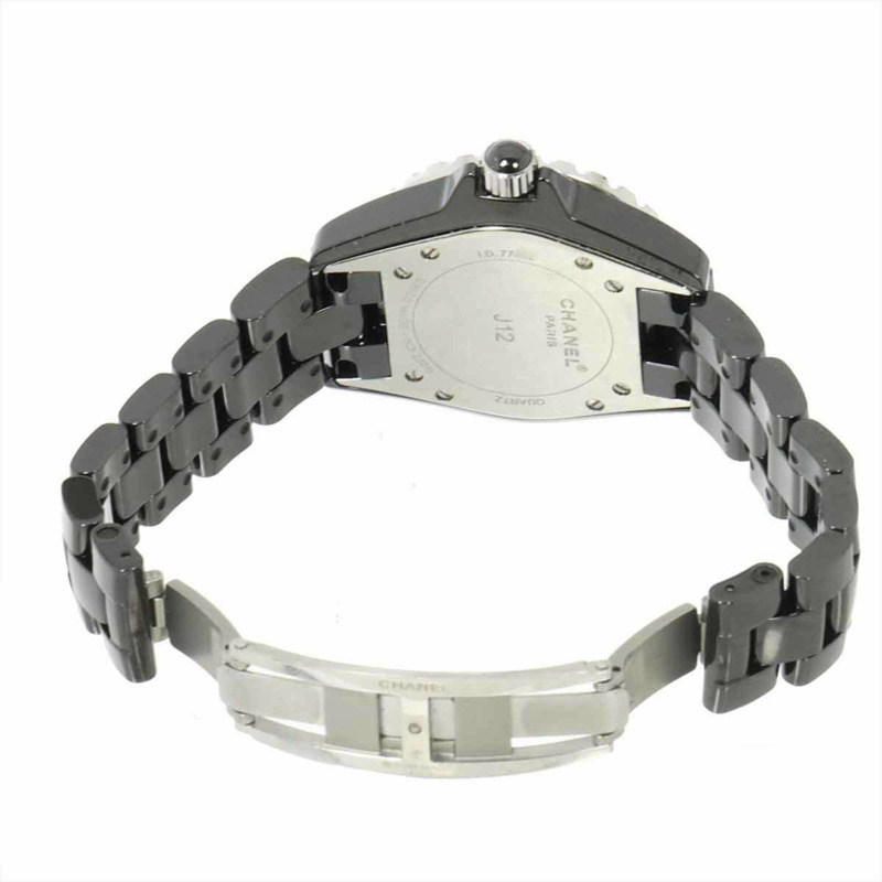 香奈兒 J12 33毫米 H0949 女士腕錶，鑲嵌真鑽錶圈，黑色陶瓷錶殼，日期顯示，石英機芯-3