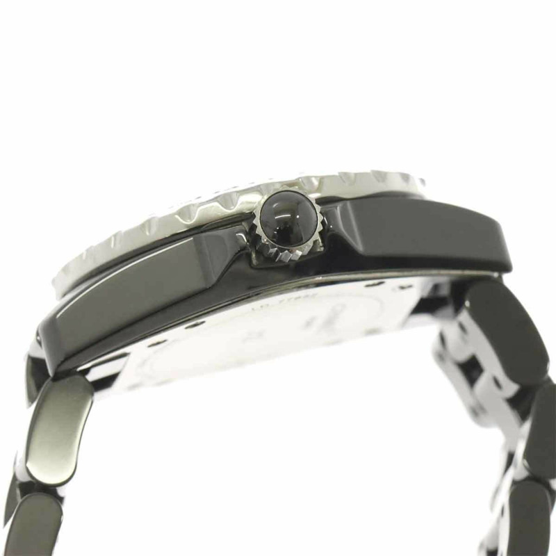 香奈兒 J12 33毫米 H0949 女士腕錶，鑲嵌真鑽錶圈，黑色陶瓷錶殼，日期顯示，石英機芯-4