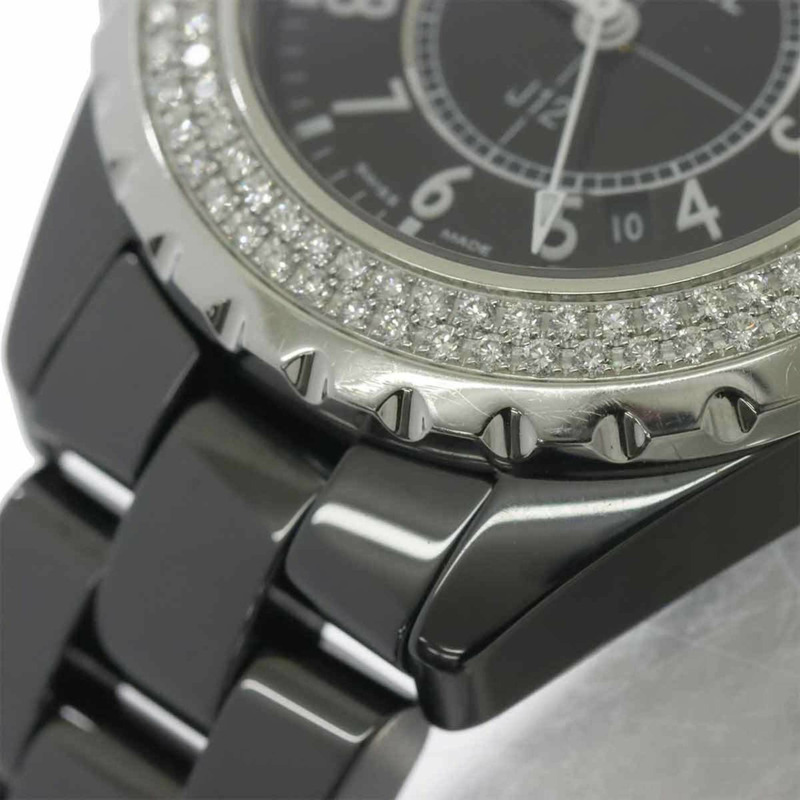 香奈兒 J12 33毫米 H0949 女士腕錶，鑲嵌真鑽錶圈，黑色陶瓷錶殼，日期顯示，石英機芯-6