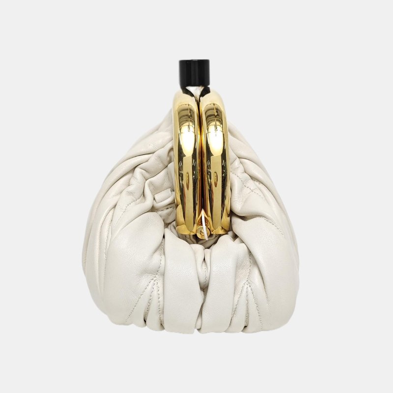 Miu Miu Miu Belle 白色羊皮單肩包金色五金可拆卸肩帶-2