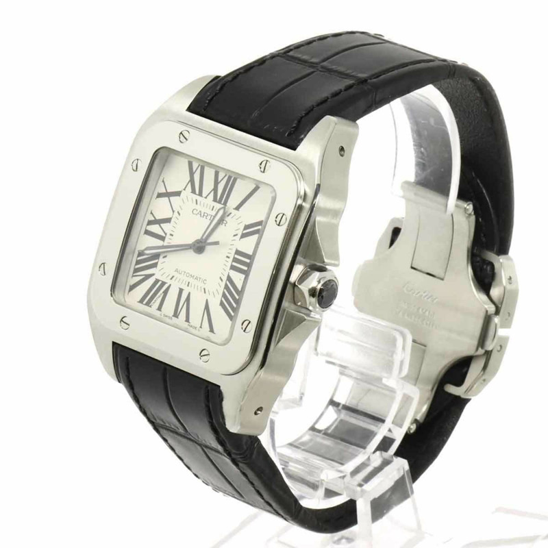 卡地亞 Santos 100 LM W20076X8 男士銀色自動腕錶-1