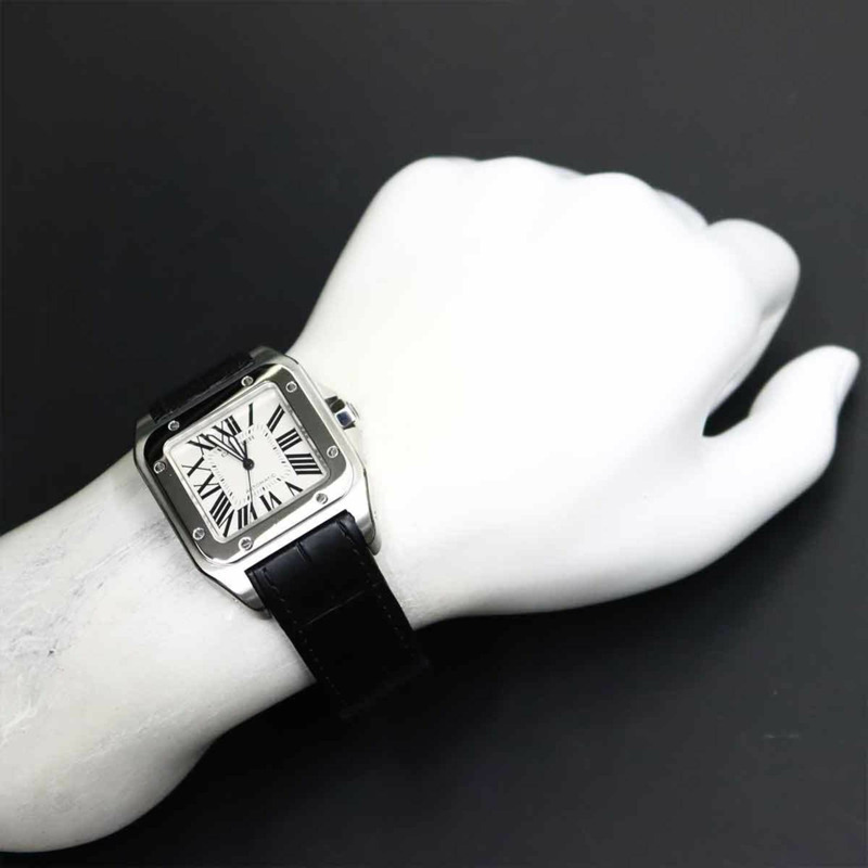 卡地亞 Santos 100 LM W20076X8 男士銀色自動腕錶-2