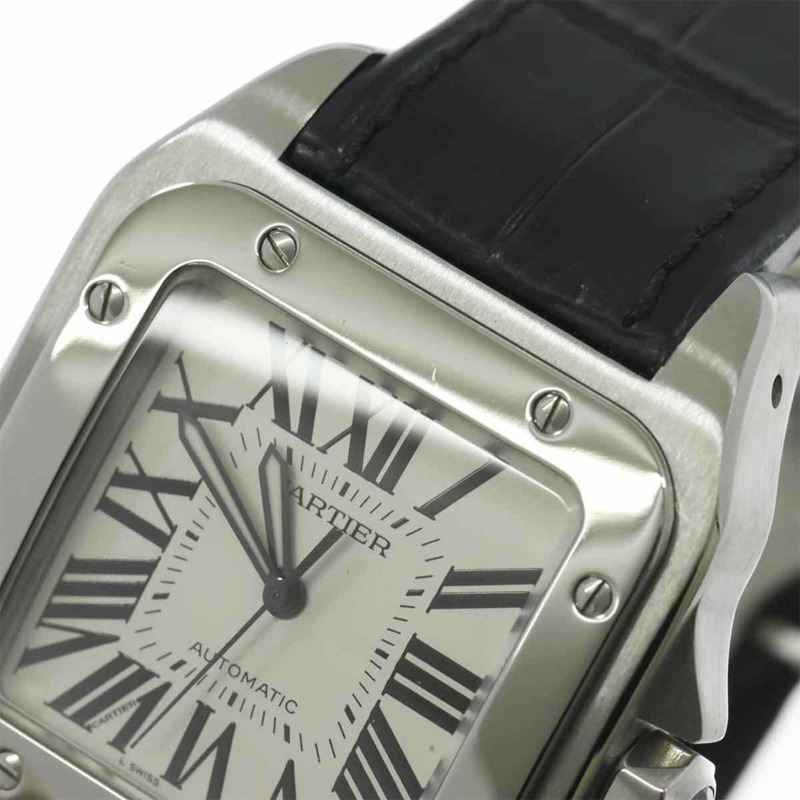 卡地亞 Santos 100 LM W20076X8 男士銀色自動腕錶-6