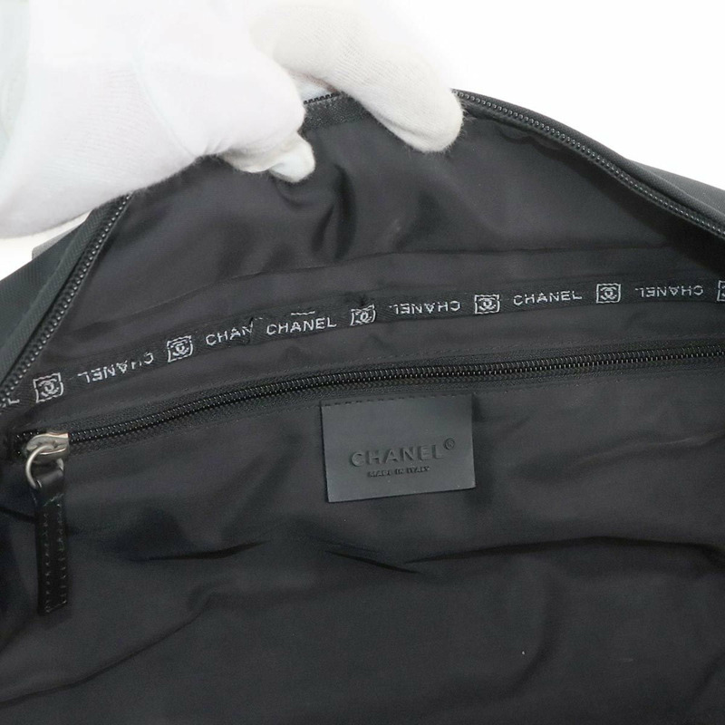 香奈兒運動系列波士頓包，尼龍、羊毛、皮革材質，黑色，銀色五金配件-6