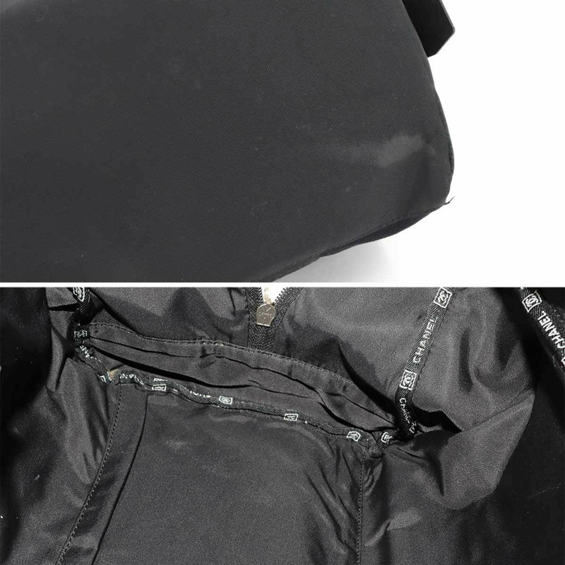 香奈兒運動系列波士頓包，尼龍、羊毛、皮革材質，黑色，銀色五金配件-7