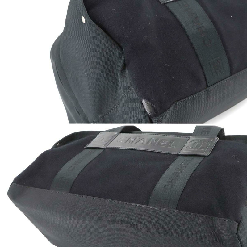 香奈兒運動系列波士頓包，尼龍、羊毛、皮革材質，黑色，銀色五金配件-8