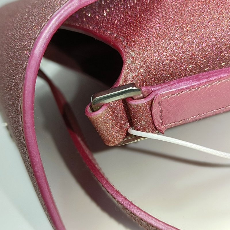 BALENCIAGA粉色特殊材質壓紋單肩包銀色五金-10