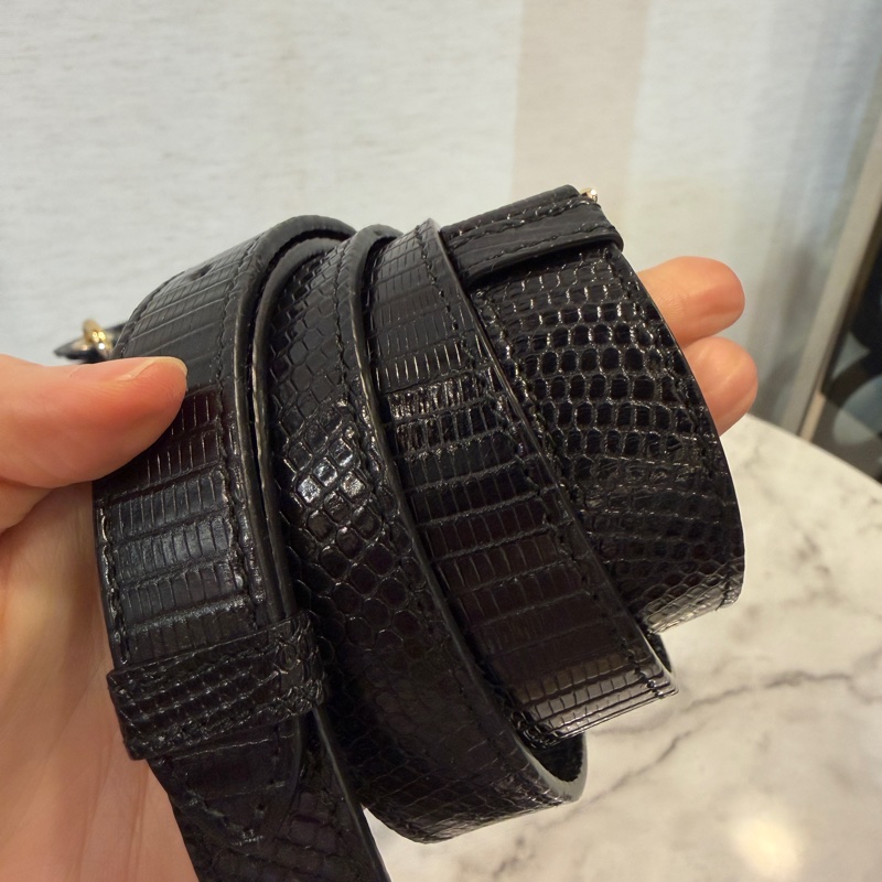 Dior 黑蜥蜴皮淡金釦Lady Dior小號手提斜背包-18