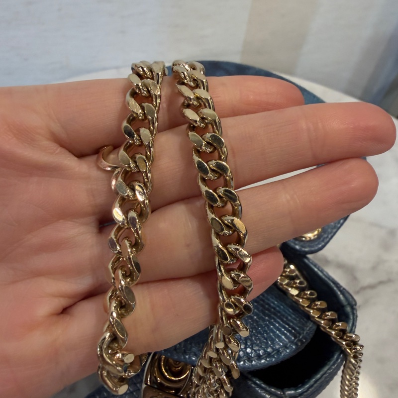 Dior 藍黑暈染蜥蜴皮淡金釦Mini Lady Dior手提斜背包-16