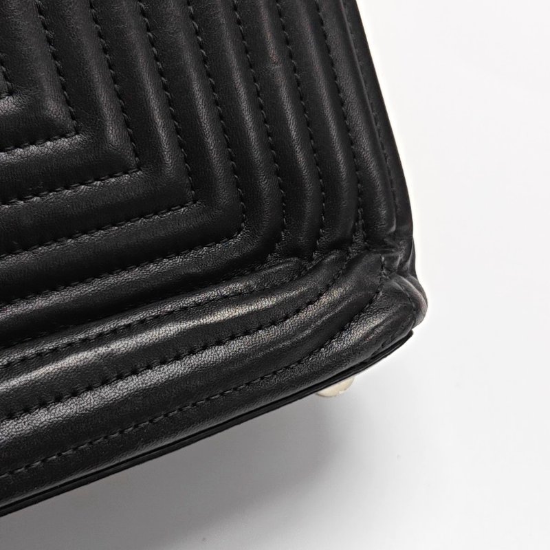 FENDI Dotcom黑色牛皮絎縫單肩包斜挎包銀色五金子袋可拆卸肩帶配件齊全-8