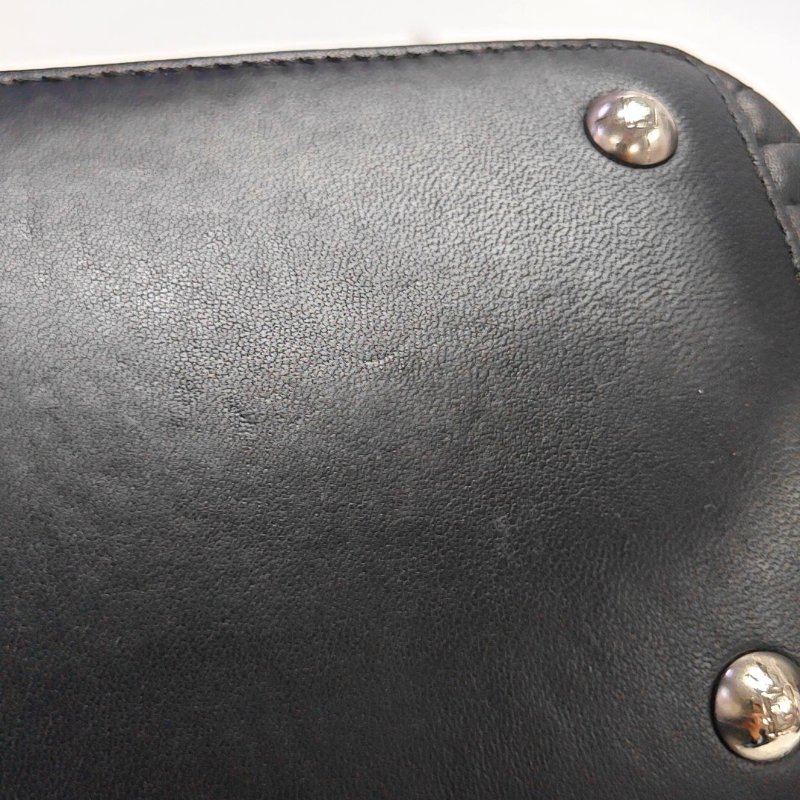 FENDI Dotcom黑色牛皮絎縫單肩包斜挎包銀色五金子袋可拆卸肩帶配件齊全-9