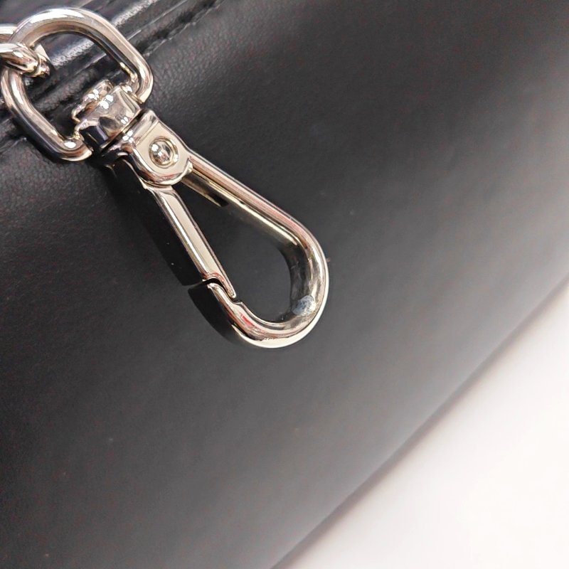 FENDI Dotcom黑色牛皮絎縫單肩包斜挎包銀色五金子袋可拆卸肩帶配件齊全-13